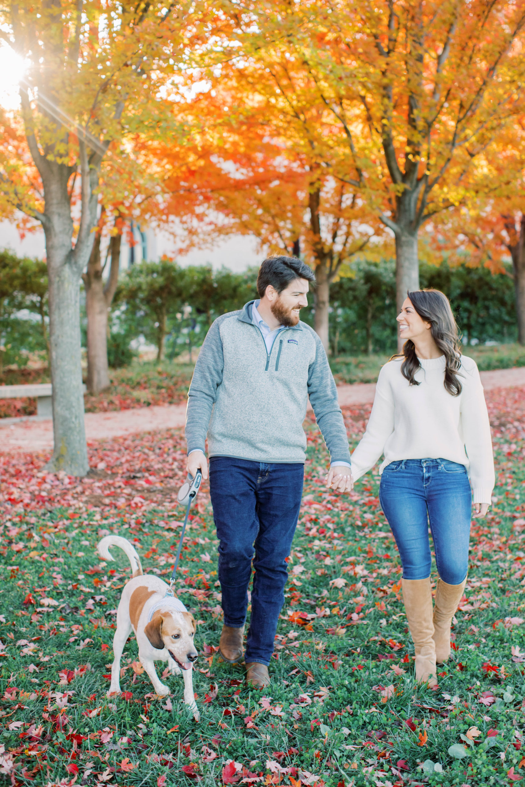 St Louis fall engagement session with dog
