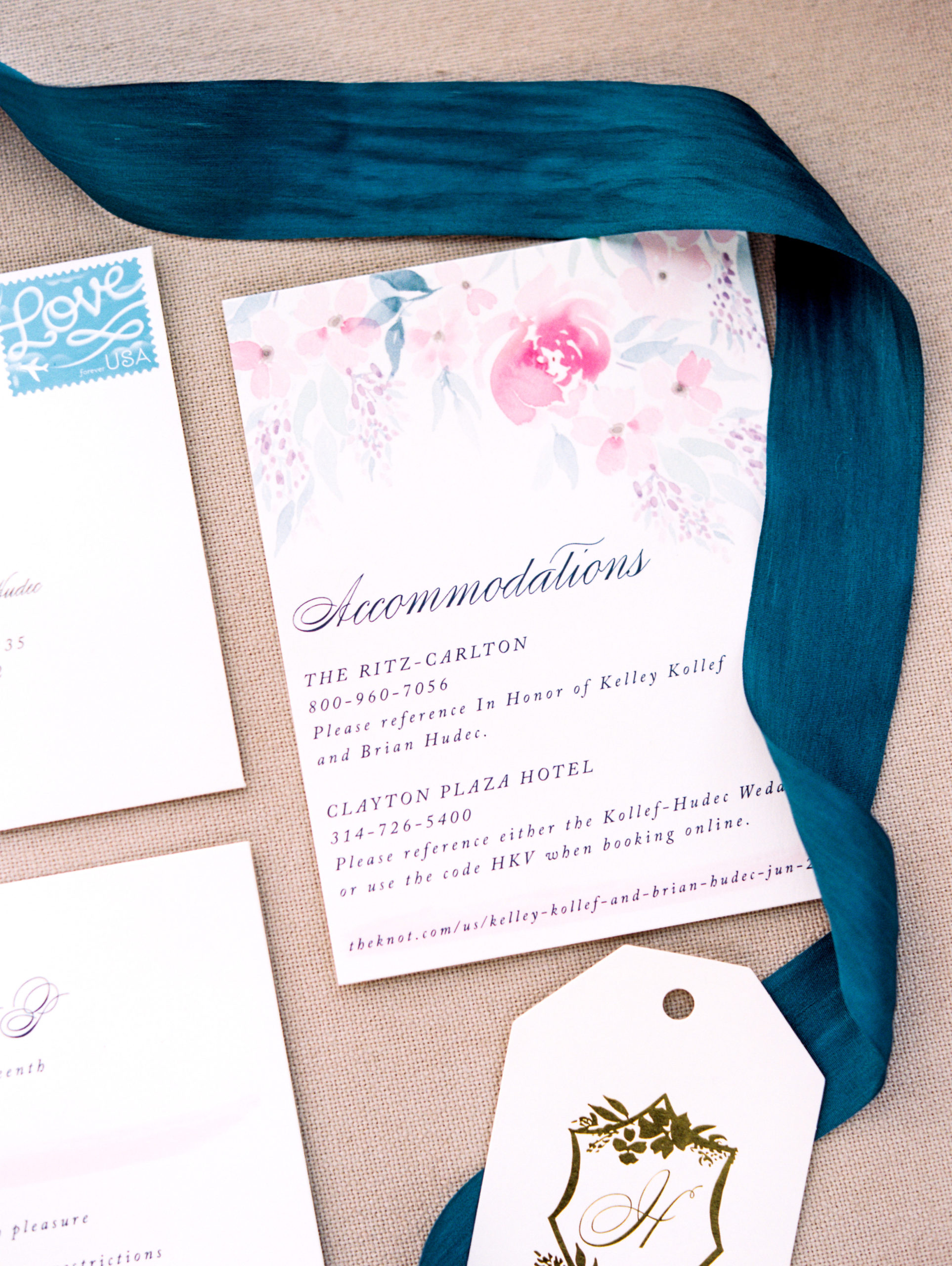 Pink, Gold & Navy Wedding Minted invitations