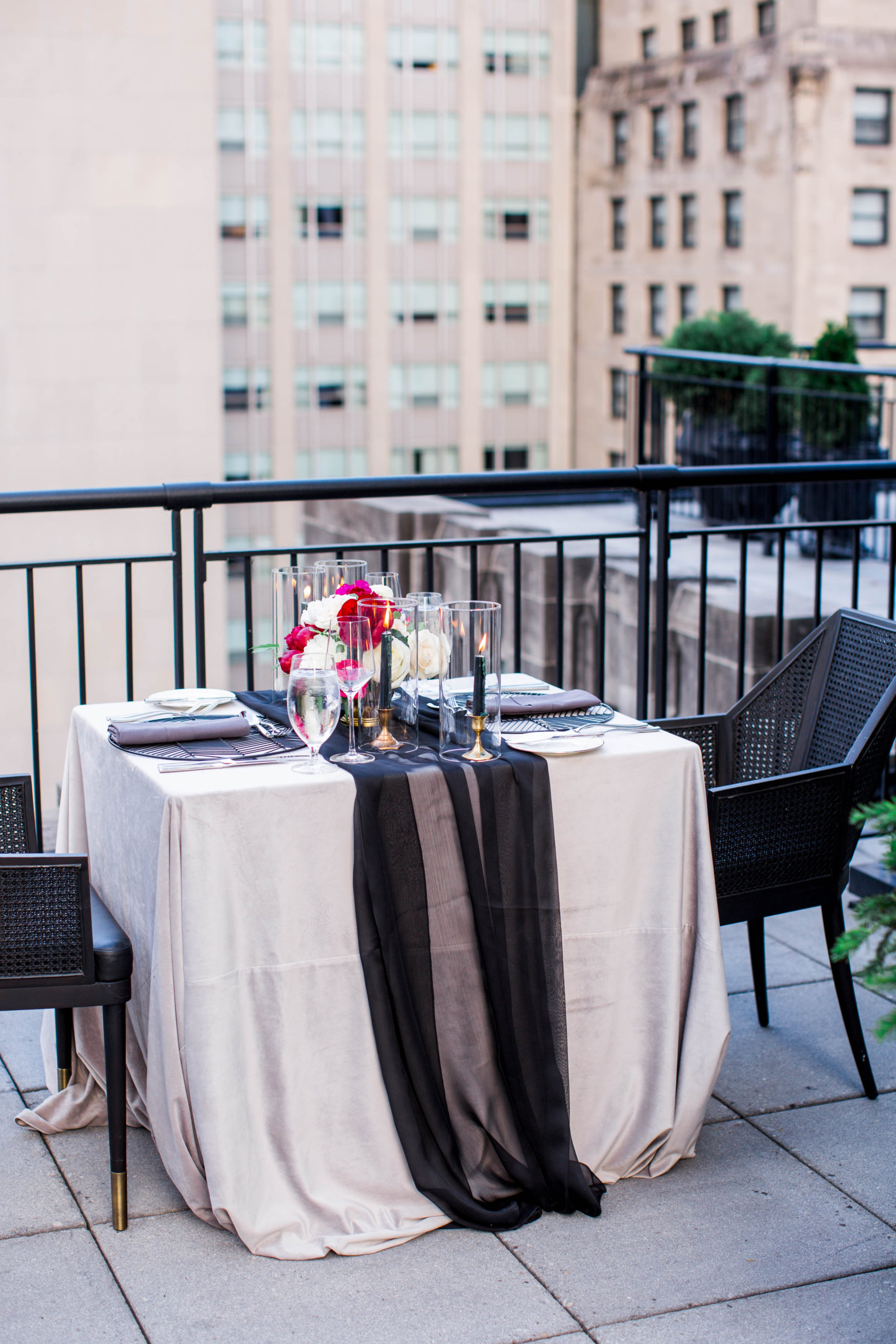 Intimate Chicago rooftop wedding reception