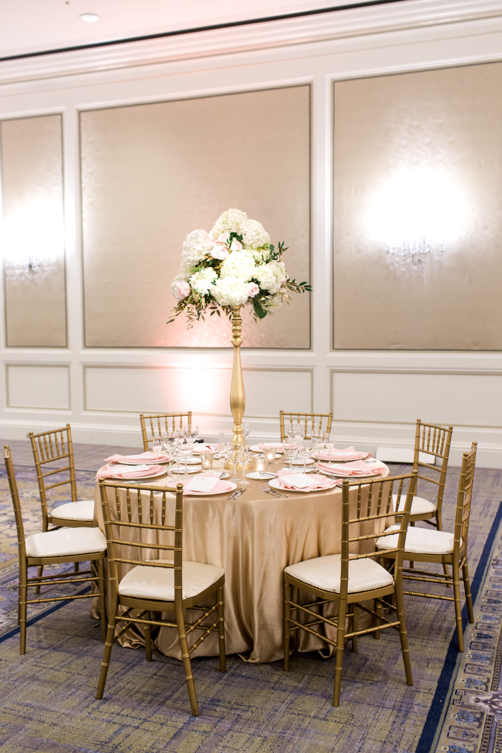 Pink, Gold & Navy Wedding reception