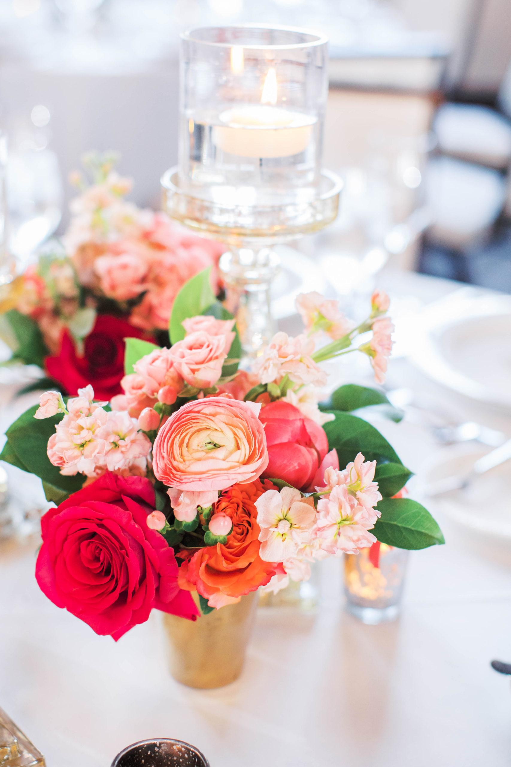 colorful pink flowers for st louis spring wedding at the caramel room