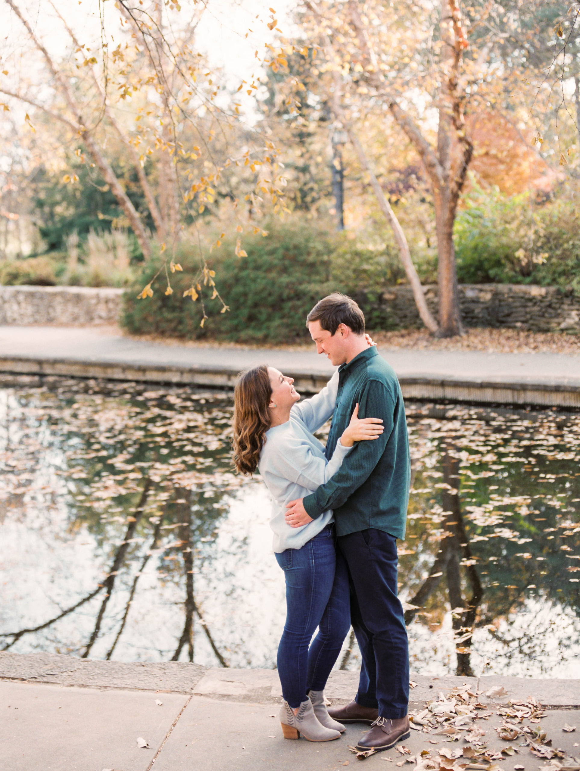 romantic fall engagement photos in Kansas City