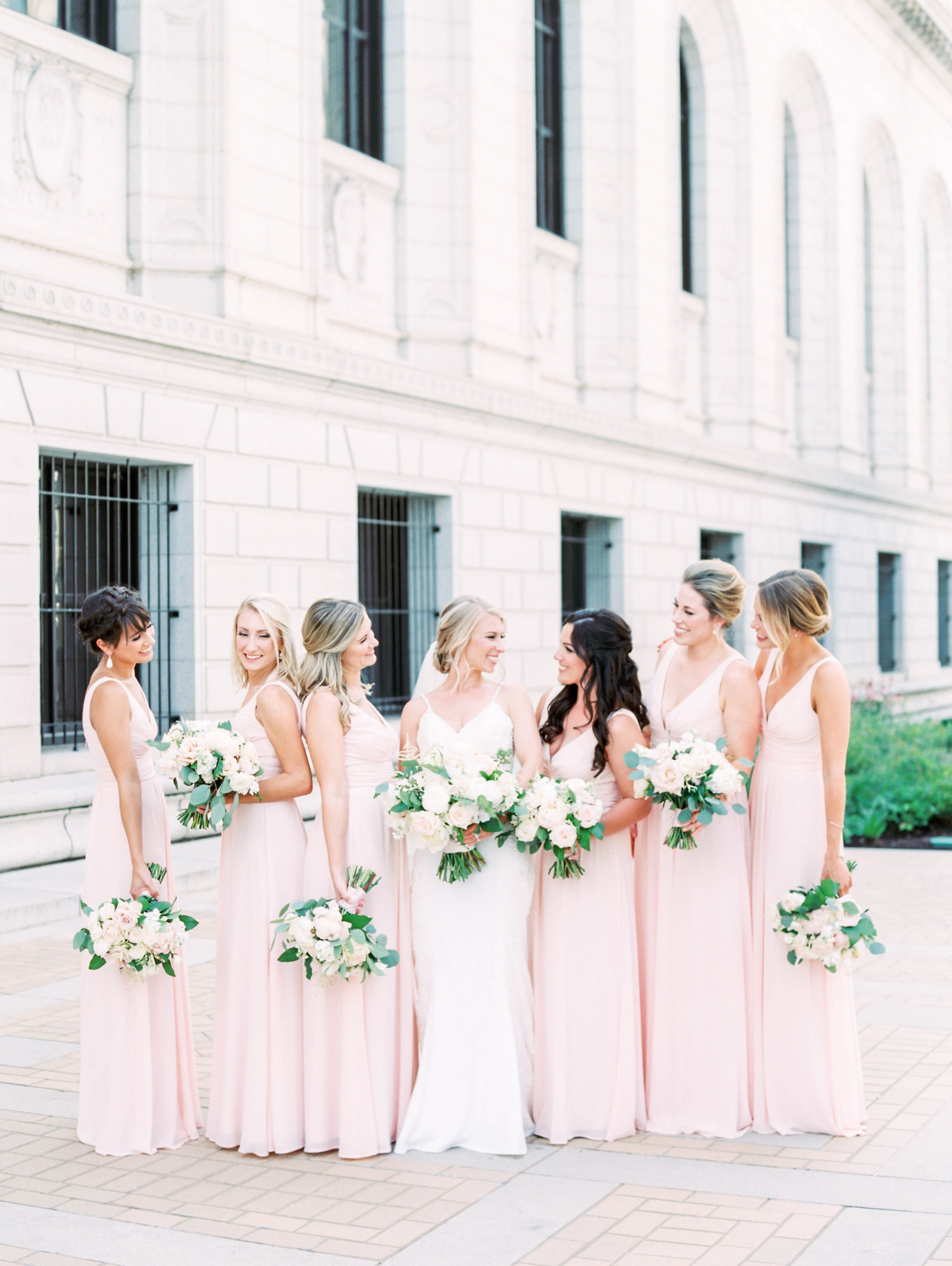 st louis wedding blush pink bridesmaid dresses