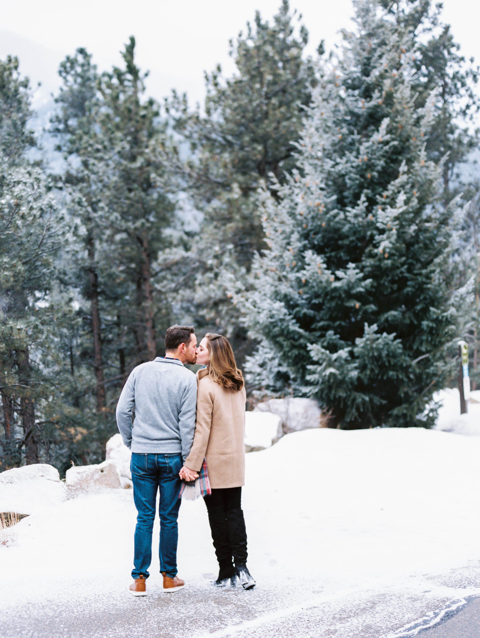 snowy mountain Colorado destination engagement photos