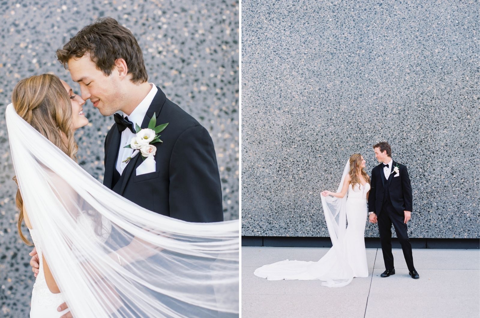 forest park speckled wall wedding photos