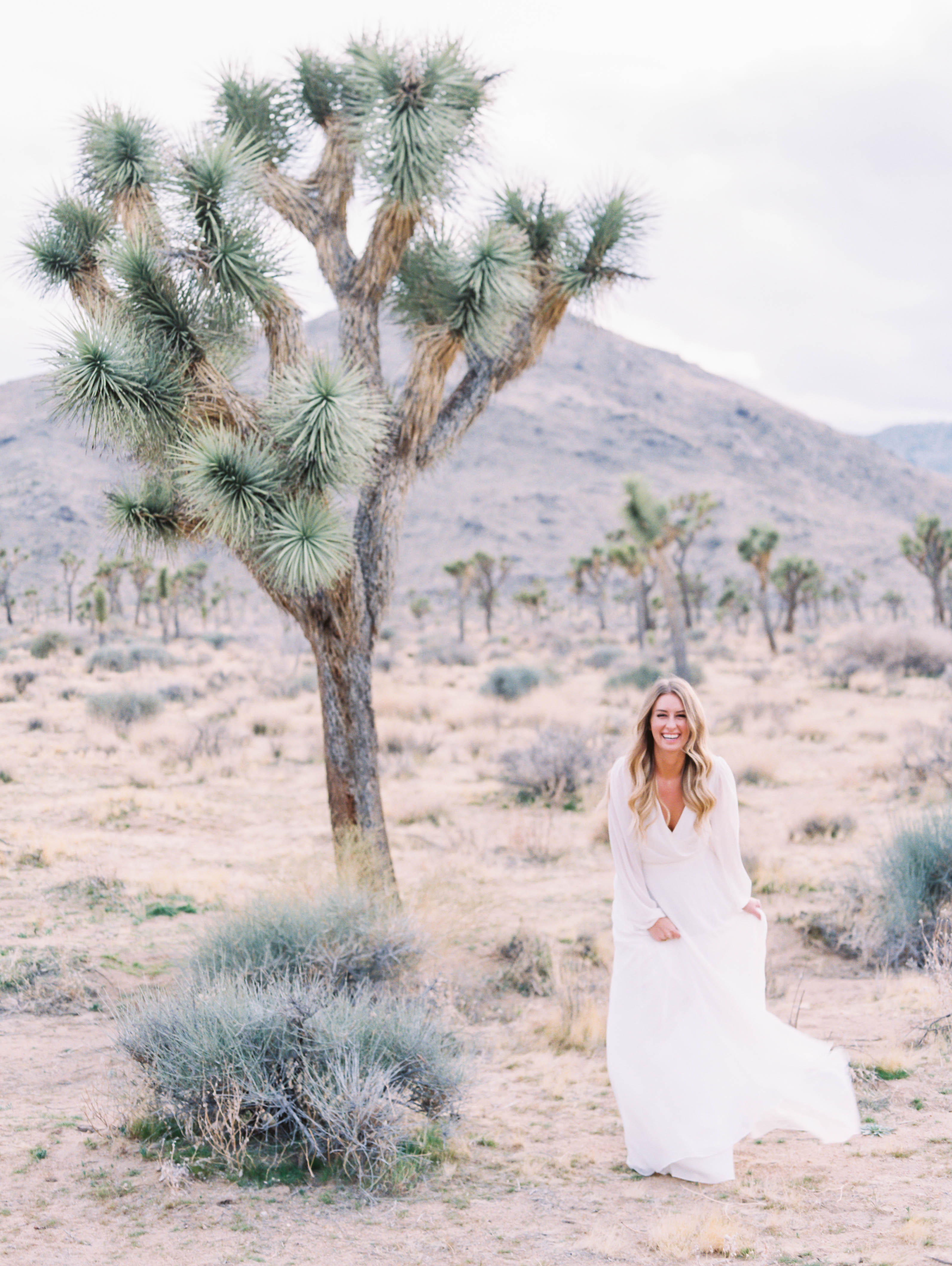 Bride in White Dress at Joshua Tree
