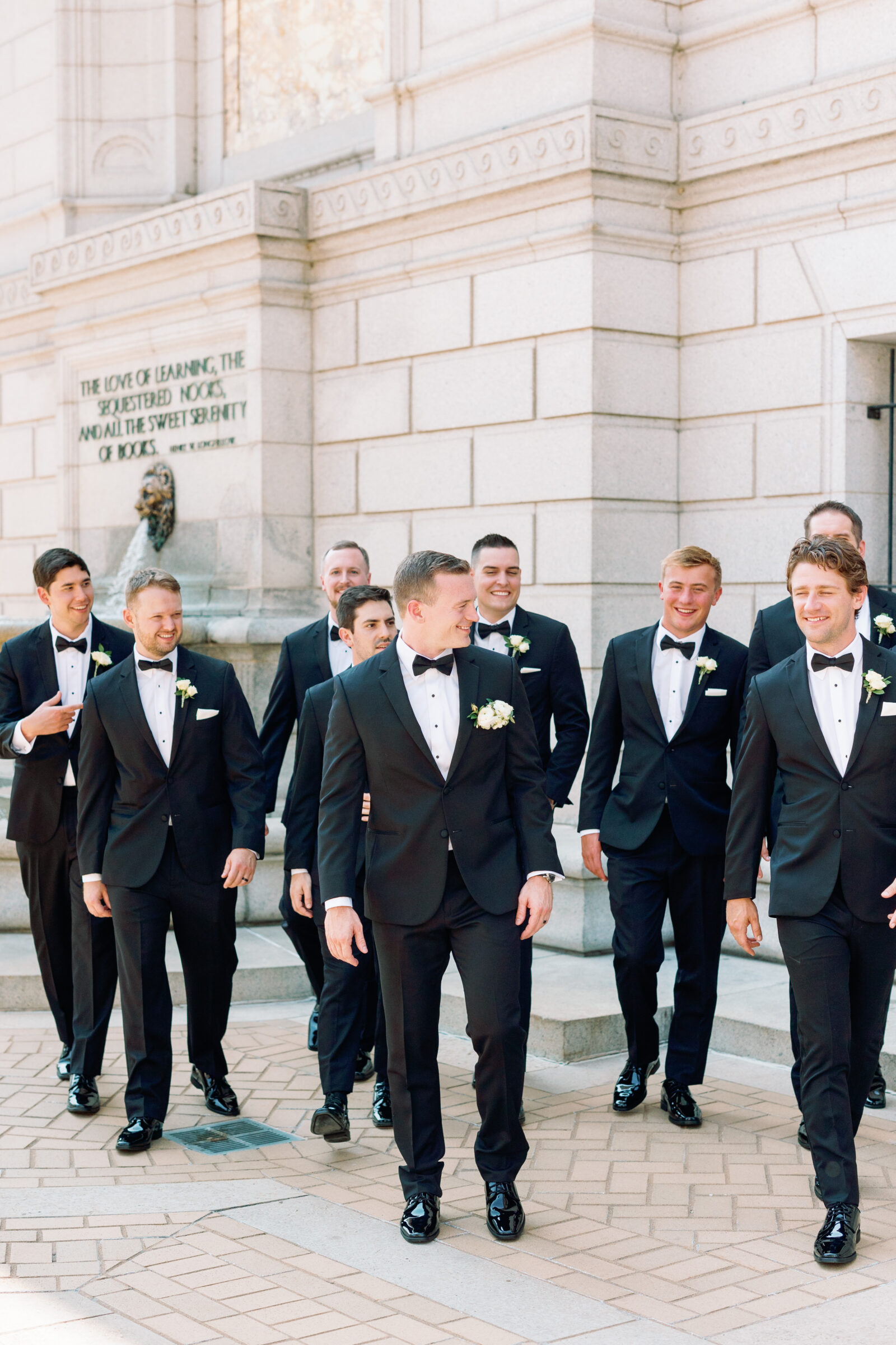 Marriott St Louis Grand Wedding Day groomsmen photos